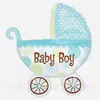 Куля фольгована "Baby boy stroller" коляска велика голуб (9036-15-1, 1/5000/50, 72*78 см.)