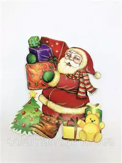 Новорічний плакат "Santa Claus" наклейка мікс (930-1, ST17, 28х24 см, 1/960/12)