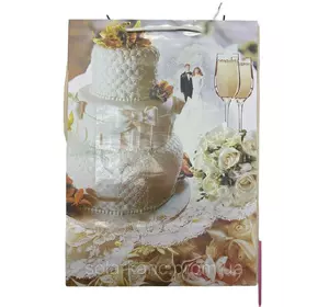 Пакет весільний подарунковий "Wedding" (608-18, 1/600/12, 31,9*39,5 см