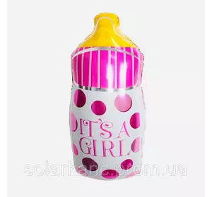 Куля фольгована "It's a girl" пляшка велика рожева (9036-17-2, 1/3000/50, 81*42 см)
